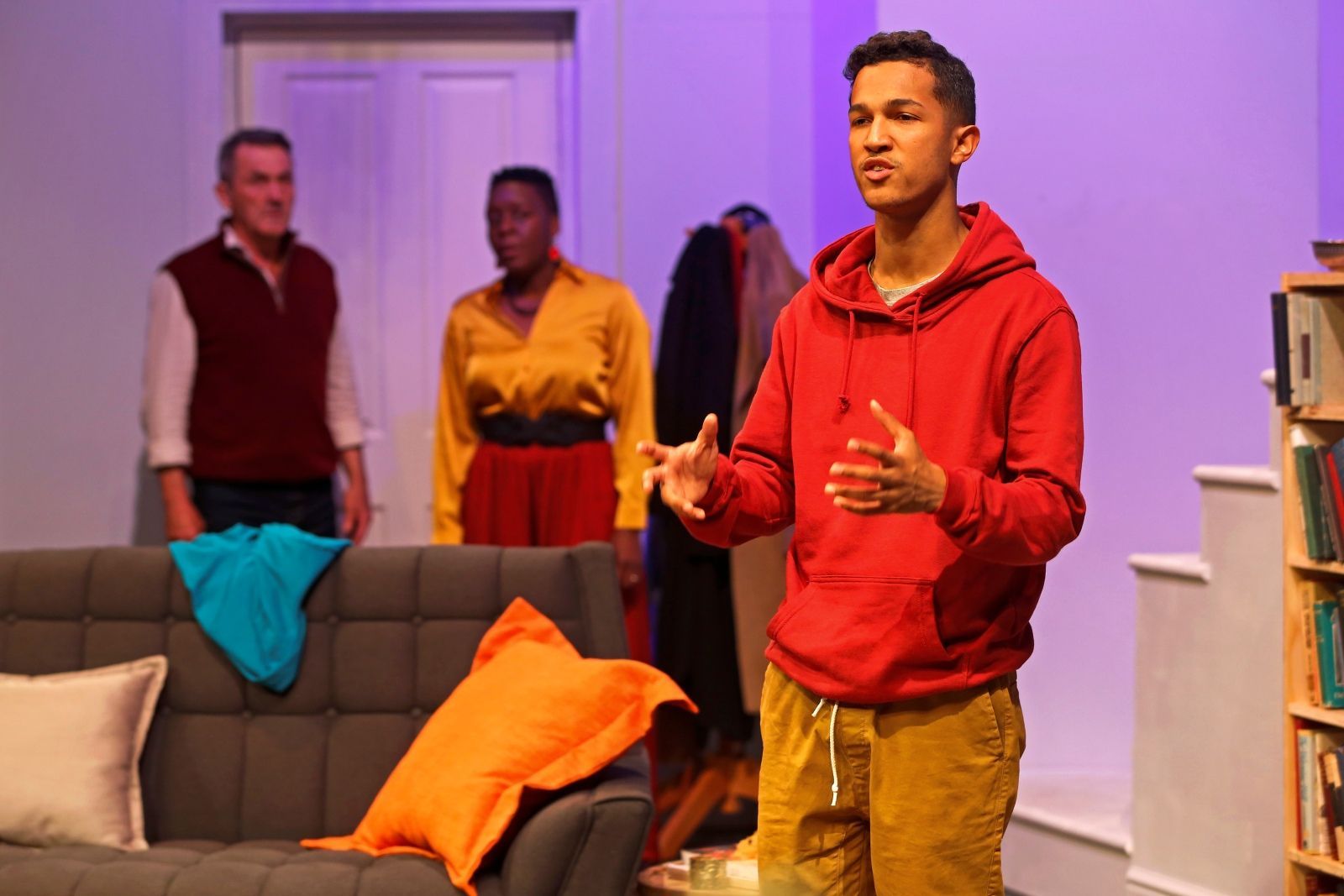 Lyle October (foreground) with Andrew Buckland (L) and Mwenya Kabwe (R) in Hold Still - image Mark Wessels